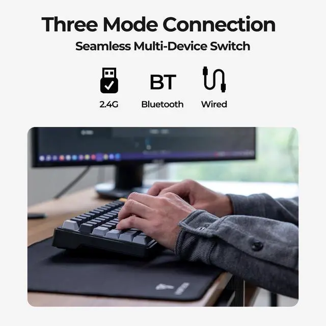 Alt view image 6 of 7 - Phronesis Wireless Mechanical AI Keyboard - Software with Chatbot, Voice Typing, AI Meeting Notes, Transcribe, Translate, Summarize, TKL, Hot-Swappable, PBT Keycaps, RGB Backlit, Mac & Windows