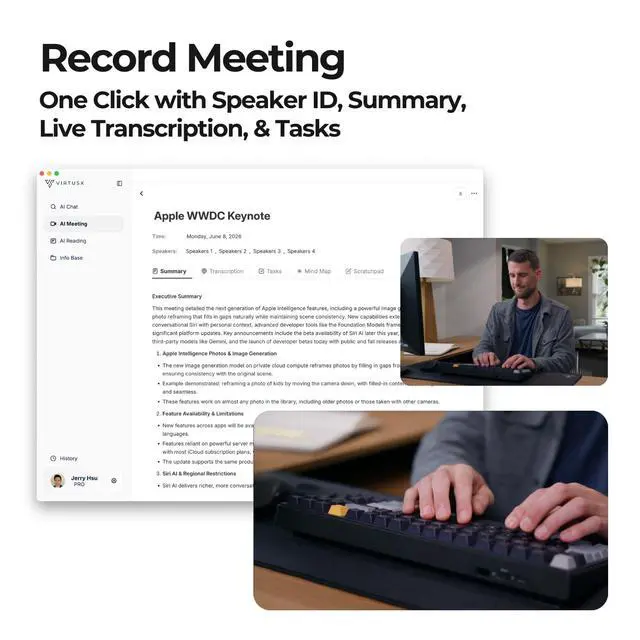 Alt view image 7 of 7 - Phronesis Wireless Mechanical AI Keyboard - Software with Chatbot, Voice Typing, AI Meeting Notes, Transcribe, Translate, Summarize, TKL, Hot-Swappable, PBT Keycaps, RGB Backlit, Mac & Windows