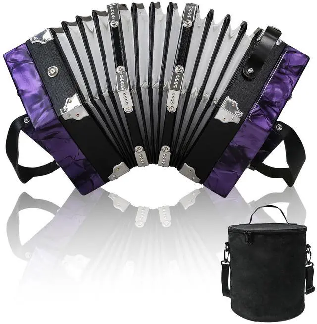 Main image of Concertinas,20 Buttons Accordion for Beginners,Easy to learn(purple) | Sound Quality Standards,Crafted from Solid Wood,Compact and Lightweight,Easy to Store