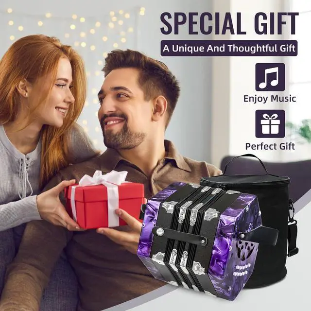 Alt view image 7 of 7 - Concertinas,20 Buttons Accordion for Beginners,Easy to learn(purple) | Sound Quality Standards,Crafted from Solid Wood,Compact and Lightweight,Easy to Store
