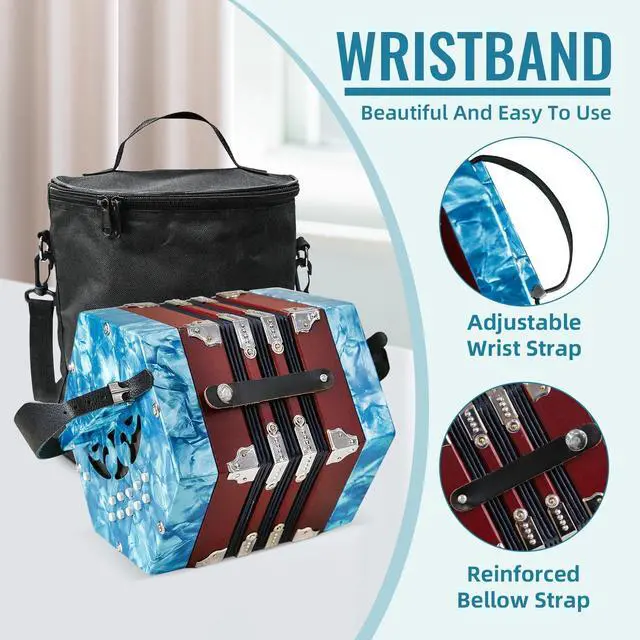Alt view image 3 of 7 - Concertinas,20 Buttons Accordion for Beginners,Easy to learn(Blue) | Sound Quality Standards,Crafted from Solid Wood,Compact and Lightweight,Easy to Store