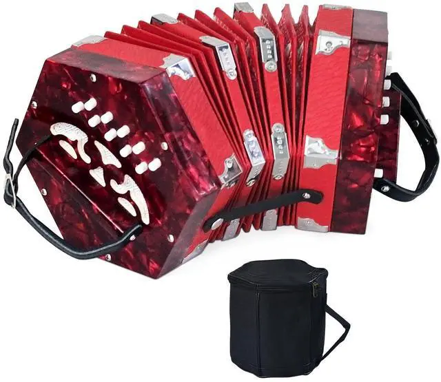Main image of Concertinas,20 Buttons Accordion for Beginners,Easy to learn(Red) | Sound Quality Standards,Crafted from Solid Wood,Compact and Lightweight,Easy to Store