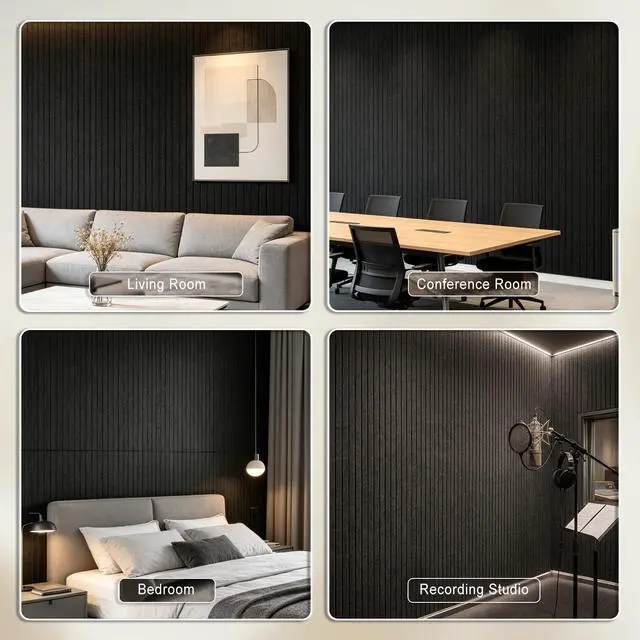 Alt view image 6 of 7 - 10 Pack Acoustic Panels, 48 x 24 Inch Black Adhesive Sound Dampening Panel | Large Sound Proof Panels for Walls, High Density Sound Absorbing Panel for Recording Studio, Home, Office