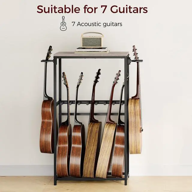 Alt view image 4 of 7 - Guitar Stand, Guitar Rack for Acoustic Holder, Electric Guitar, Bass, Multiple Guitar Rack Holder for Guitars, Guitar Amp Accessories, for Home Music Studio, Greige and Black GSHG6701