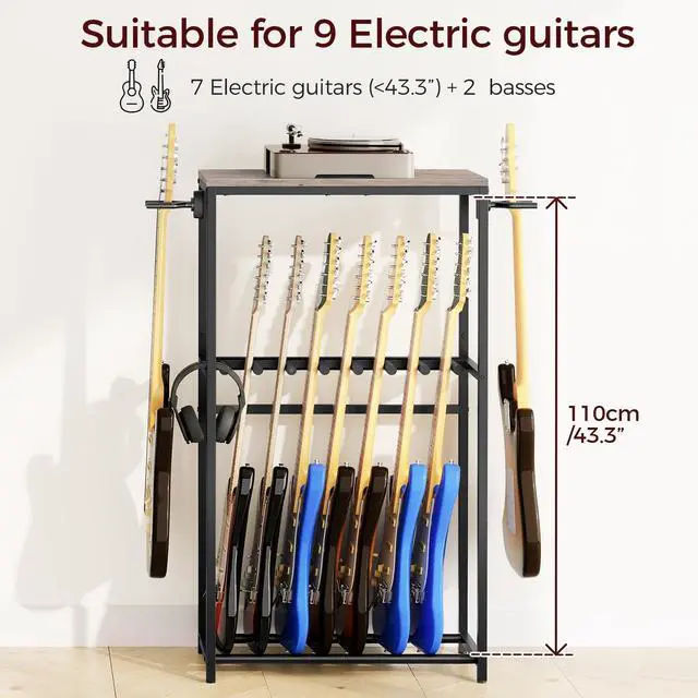 Alt view image 5 of 7 - Guitar Stand, Guitar Rack for Acoustic Holder, Electric Guitar, Bass, Multiple Guitar Rack Holder for Guitars, Guitar Amp Accessories, for Home Music Studio, Greige and Black GSHG6701