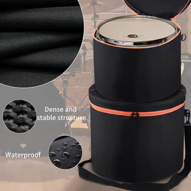Alt view image 2 of 7 - 5 Piece Drum Bag Set for 12" 13" 14" Tom Snare, 22" Bass Drum Carrying Cases Cover Travel Drum Case Set with Shoulder Strap and Handle for Tom Snare Bass Accessories