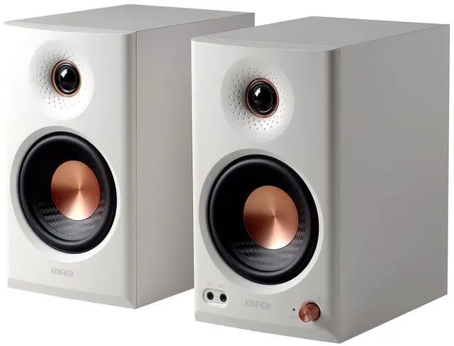 Main image of MR4.5 Bi-Amped Studio Monitor, 80W RMS Bookshelf Speakers - White | 4.5" Woofer 1" Silk Tweeter Hi-Res Audio Bluetooth 6.0 LDAC XLR/TRS/RCA/AUX Input Music Production Video Editing Home Audio