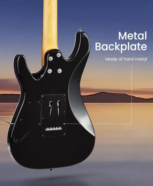 Alt view image 5 of 7 - SW Electric Guitar, Flame Maple Top, Synthetic Ebony Fingerboard, 304 Stainless Steel Frets, 12"-16" Compound Radius, Alnico 5 Pickups, Small Double Locking Tremolo (Transparent faded Black)