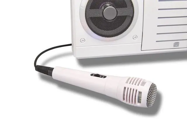 Alt view image 6 of 7 - KS303W-B Portable Bluetooth/CD+G Karaoke Machine - White l Built-in Stereo Speakers l Detachable Tablet Holder l Multi-Color Light Effects l Built-in Bluetooth Receiver l Microphone Included