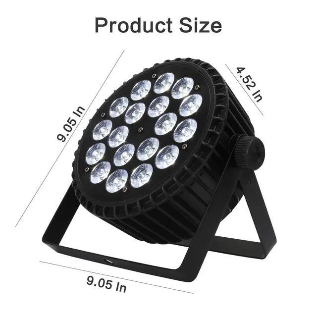 Alt view image 6 of 7 - LED 18x12W Par Can Stage Lights, RGBW 4in1 Uplights | Wash/Strobe Effect, DMX512, Aluminum Shell, with Sound Activated Party Lights for Christmas Halloween Disco Club Wedding