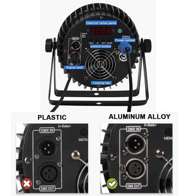 Alt view image 7 of 7 - LED 18x12W Par Can Stage Lights, RGBW 4in1 Uplights | Wash/Strobe Effect, DMX512, Aluminum Shell, with Sound Activated Party Lights for Christmas Halloween Disco Club Wedding