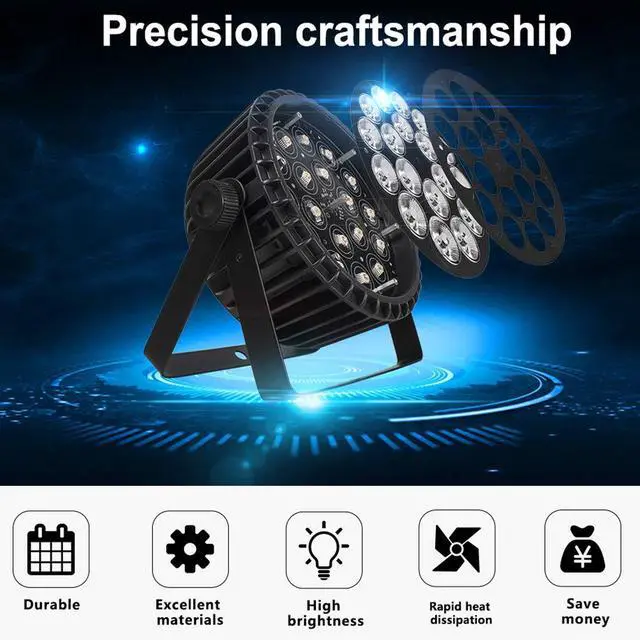 Alt view image 4 of 7 - LED 18x12W Par Can Stage Lights, RGBW 4in1 Uplights | Wash/Strobe Effect, DMX512, Aluminum Shell, with Sound Activated Party Lights for Christmas Halloween Disco Club Wedding