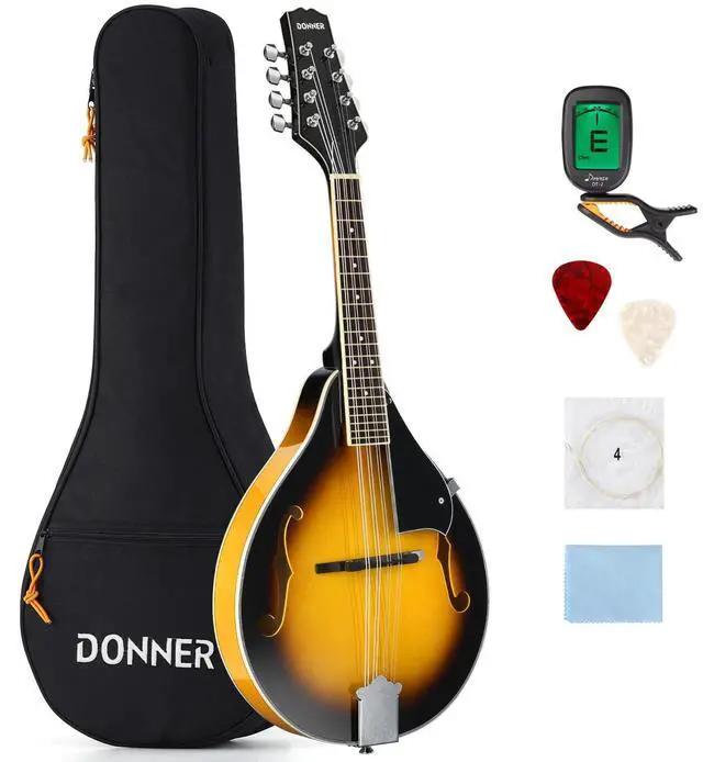 Main image of A Style Mandolin Instrument Sunburst Beginner Adult Acoustic Mandolin Musical Instrument Mahogany 8 String, Bundle With Tuner String Bag Guitar Picks,DML-1