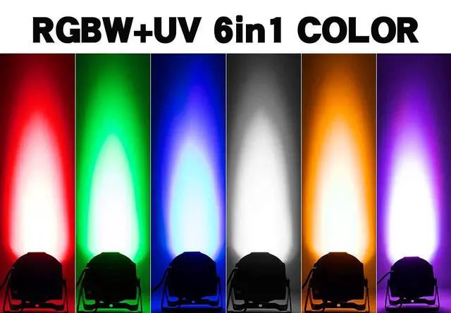Alt view image 2 of 6 - Par Can Lights LED 7x18W RGBWAP 6in1 Wash Stage Lights 2 Pack | Remote and DMX512 Control Uplights, Sound Activated, Auto Run Flat, for Christmas Wedding Party Disco