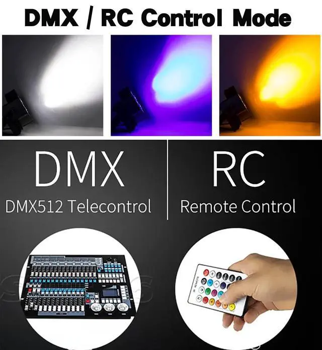 Alt view image 3 of 6 - Par Can Lights LED 7x18W RGBWAP 6in1 Wash Stage Lights 2 Pack | Remote and DMX512 Control Uplights, Sound Activated, Auto Run Flat, for Christmas Wedding Party Disco
