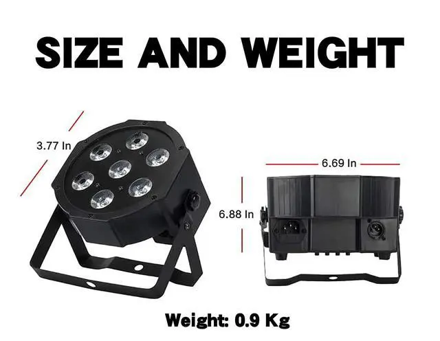 Alt view image 6 of 6 - Par Can Lights LED 7x18W RGBWAP 6in1 Wash Stage Lights 2 Pack | Remote and DMX512 Control Uplights, Sound Activated, Auto Run Flat, for Christmas Wedding Party Disco