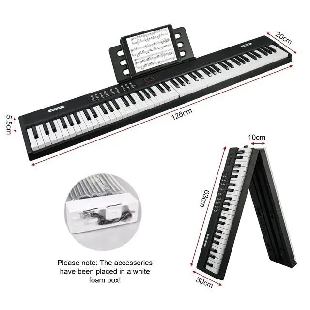 Alt view image 2 of 7 - Foldable Piano Keyboard 88 Keys, Full Size Portable Digital Piano, Electric Piano Keyboard with Sustain Pedal, Carry Bag and Headphones for Beginners Adults