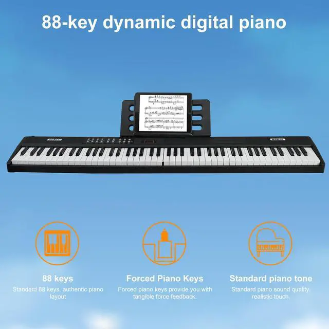 Alt view image 3 of 7 - Foldable Piano Keyboard 88 Keys, Full Size Portable Digital Piano, Electric Piano Keyboard with Sustain Pedal, Carry Bag and Headphones for Beginners Adults
