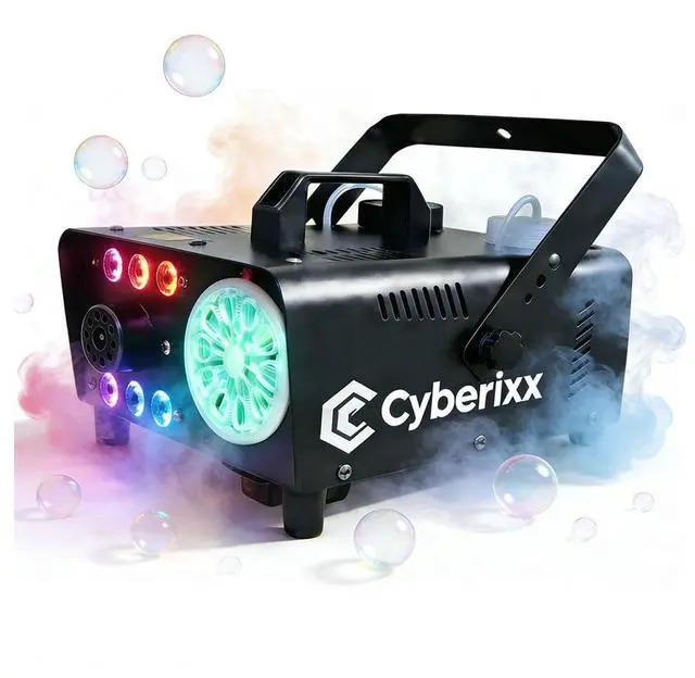 Main image of 700W LED Bubble Fog Machine RGB 6 Lights Remote Multi Color Smoke Party