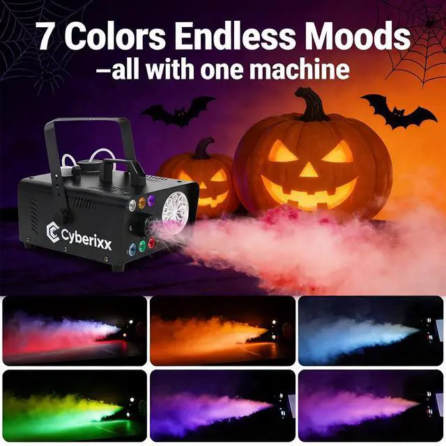 Alt view image 3 of 7 - 700W LED Bubble Fog Machine RGB 6 Lights Remote Multi Color Smoke Party