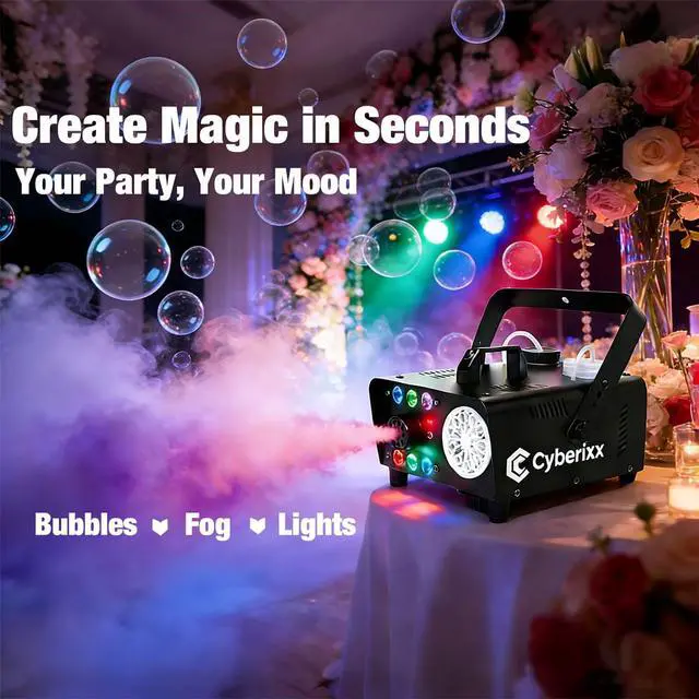 Alt view image 4 of 7 - 700W LED Bubble Fog Machine RGB 6 Lights Remote Multi Color Smoke Party