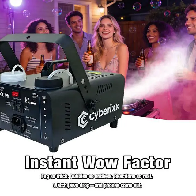 Alt view image 6 of 7 - 700W LED Bubble Fog Machine RGB 6 Lights Remote Multi Color Smoke Party