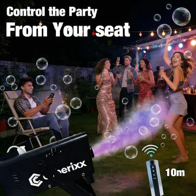 Alt view image 5 of 7 - 700W LED Bubble Fog Machine RGB 6 Lights Remote Multi Color Smoke Party