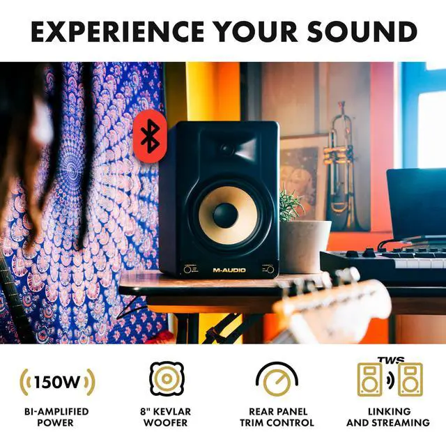 Alt view image 2 of 7 - Forty Eighty 8" Studio Monitor Speaker for Production and Mixing with Precision DSP Crossover, EQ, Control App and Bluetooth