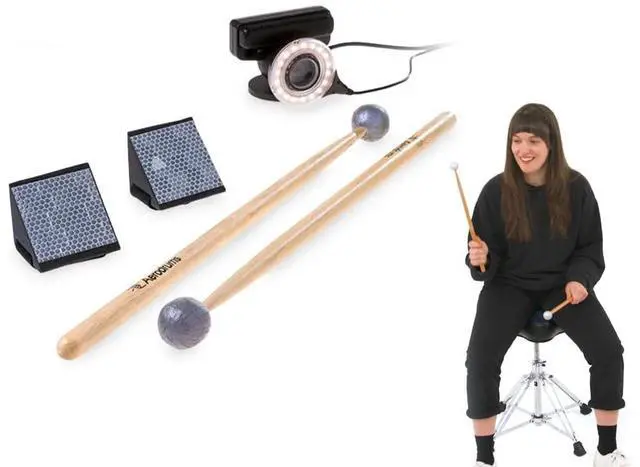 Main image of Portable Electronic Drum Set, Air Drumsticks, Pedals and Low Latency Camera, Quieter than Practice Pads, more Reliable & Accurate than Electronic Drum Sticks, Play Drums Anytime, Record MIDI