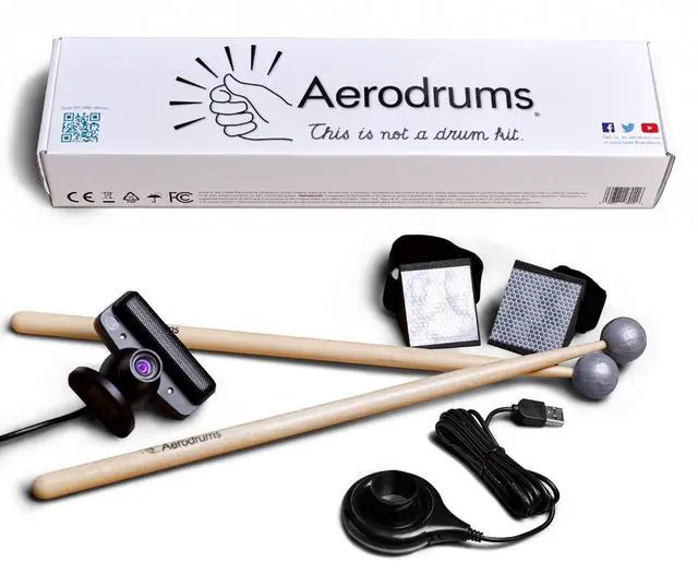 Alt view image 3 of 6 - Portable Electronic Drum Set, Air Drumsticks, Pedals and Low Latency Camera, Quieter than Practice Pads, more Reliable & Accurate than Electronic Drum Sticks, Play Drums Anytime, Record MIDI