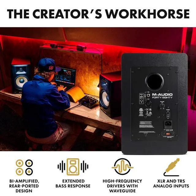 Alt view image 6 of 7 - Forty Eighty 8" Studio Monitor Speaker for Production and Mixing with Precision DSP Crossover, EQ, Control App and Bluetooth