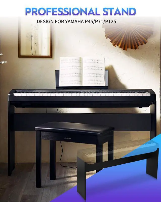 Alt view image 5 of 6 - L85 Piano Keyboard Stand, Heavy Duty Wooden Furniture Stand, Compatible for Yamaha P-45/P-71/P-125/P-128 Digital Piano 88 Keys, Black