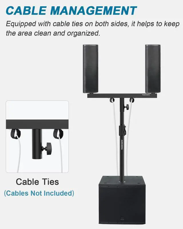 Alt view image 3 of 7 - Dual Speaker Pole Mount Mounting Fork Bracket Bar Adapter, 2-Pack | Fixed 21" Width, Pole Mount, Dual Speaker Mounting Fork, Dual Mount Speaker Bracket