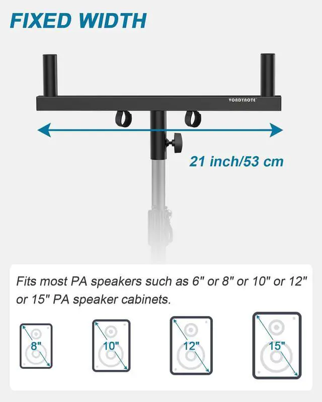 Alt view image 5 of 7 - Dual Speaker Pole Mount Mounting Fork Bracket Bar Adapter, 2-Pack | Fixed 21" Width, Pole Mount, Dual Speaker Mounting Fork, Dual Mount Speaker Bracket