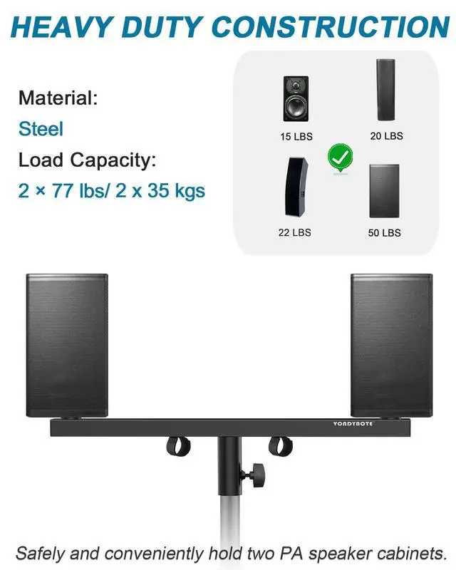 Alt view image 6 of 7 - Dual Speaker Pole Mount Mounting Fork Bracket Bar Adapter, 2-Pack | Fixed 21" Width, Pole Mount, Dual Speaker Mounting Fork, Dual Mount Speaker Bracket