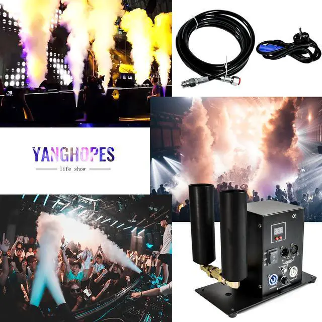 Alt view image 2 of 6 - 2Head CO2 Fog Machine Digital CO2 Jet Machine Fogger Smoke Cannon DMX512 Smoke Mister Machine Multi-angle Gas Column Fog Machine w/6m Hose, for DJ Concerts Parties Birthday Wedding