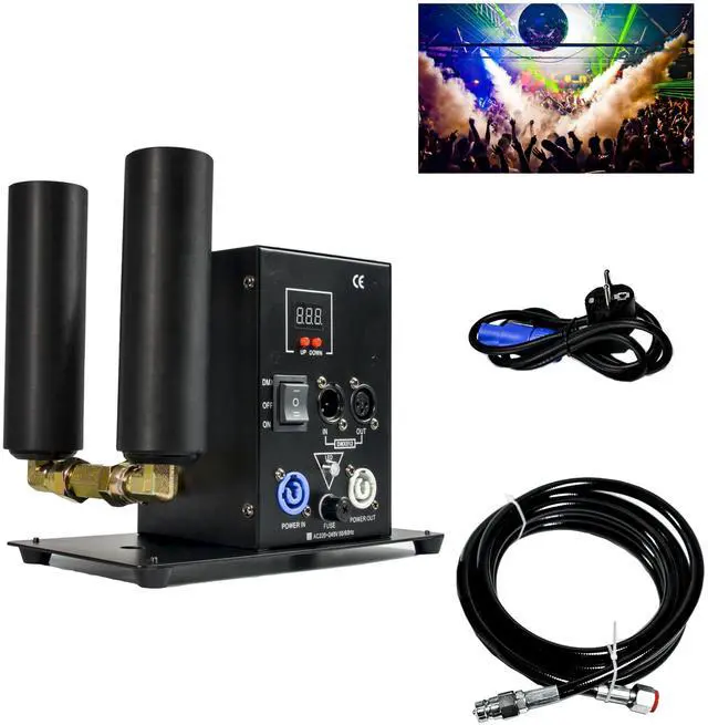 Main image of 2Head CO2 Fog Machine Digital CO2 Jet Machine Fogger Smoke Cannon DMX512 Smoke Mister Machine Multi-angle Gas Column Fog Machine w/6m Hose, for DJ Concerts Parties Birthday Wedding