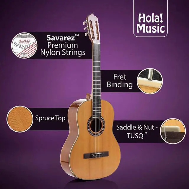 Alt view image 3 of 7 - 39" Full Size Classical Guitar, Nylon Strings, Natural Gloss