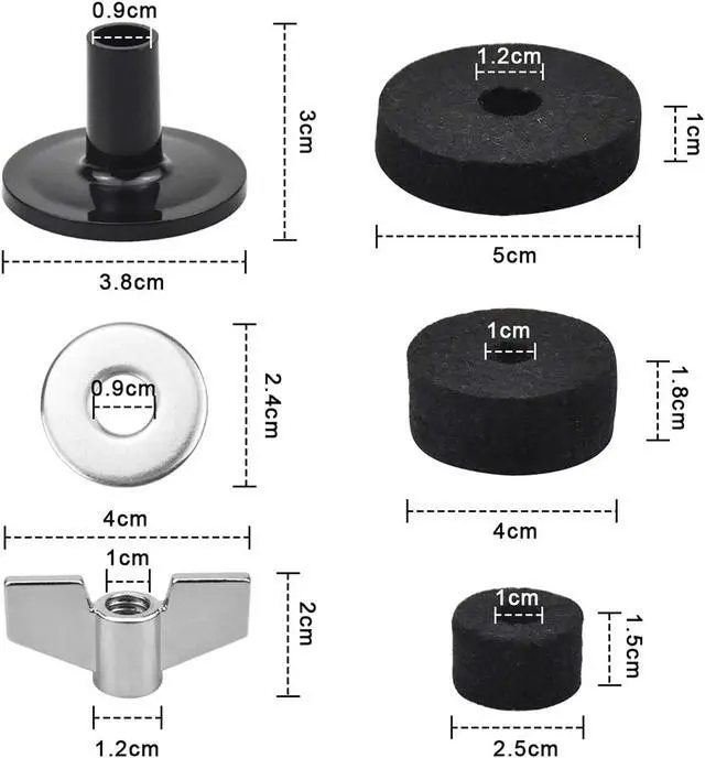 Alt view image 6 of 7 - Low Volume Cymbal Pack Quiet Cymbal Set 14"Hi-hats+16"Crash+18"Crash+20"Ride 5 Pcs Mute Drum Cymbal Set with Bag and Felts for Practice, Golden