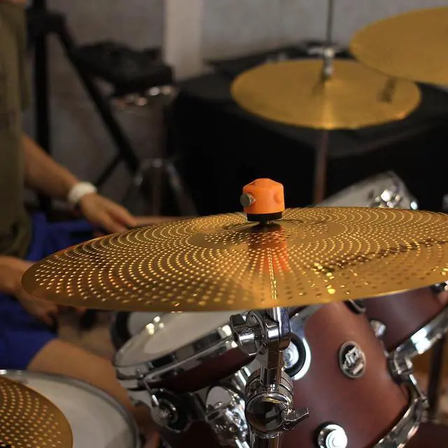 Alt view image 7 of 7 - Low Volume Cymbal Pack Quiet Cymbal Set 14"Hi-hats+16"Crash+18"Crash+20"Ride 5 Pcs Mute Drum Cymbal Set with Bag and Felts for Practice, Golden