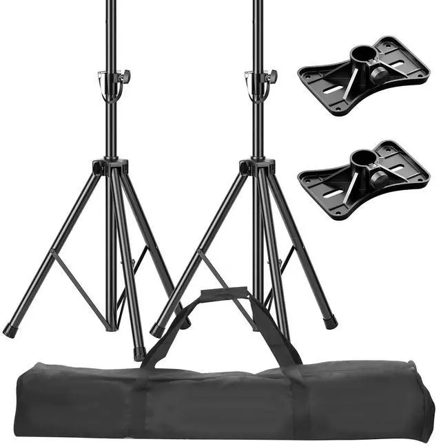 Main image of PA Speaker Stands Pair with Carrying Bag, Adjustable Height 39-77in | Professional Heavy Duty Dj Tripod with Mounting Bracket for Concerts, Music & Party- Supports 140 lbs