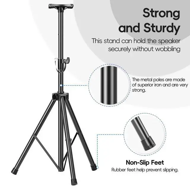 Alt view image 6 of 7 - PA Speaker Stands Pair with Carrying Bag, Adjustable Height 39-77in | Professional Heavy Duty Dj Tripod with Mounting Bracket for Concerts, Music & Party- Supports 140 lbs