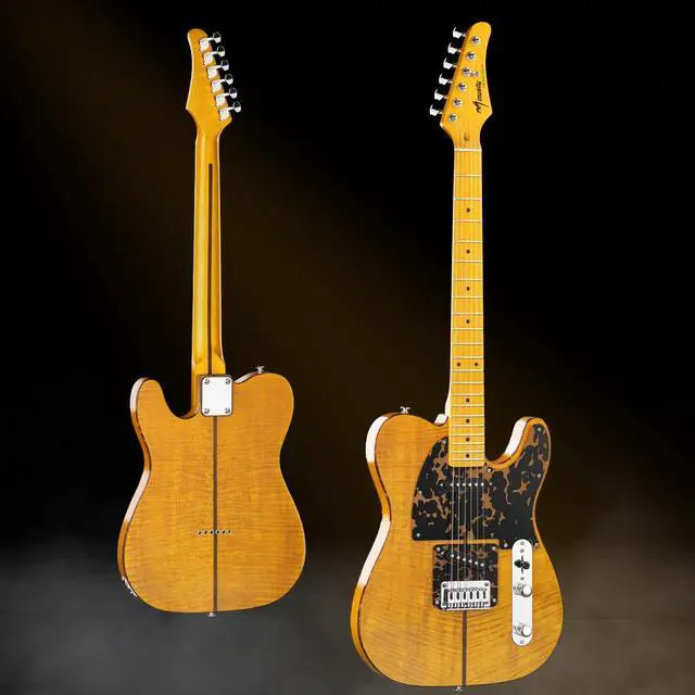 Alt view image 2 of 7 - MBT Solid Body Electric Guitar with Mahogany Body, Maple Fingerboard and Bone Nut, for Beginner to Professional Players, Right Handed, Natural Gloss Surface