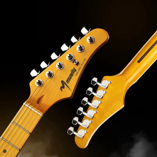 Alt view image 5 of 7 - MBS Solid Body Electric Guitar with Mahogany Body, Maple Fingerboard and Bone Nut, for Beginner to Professional Players, Right Handed, Natural Gloss Surface
