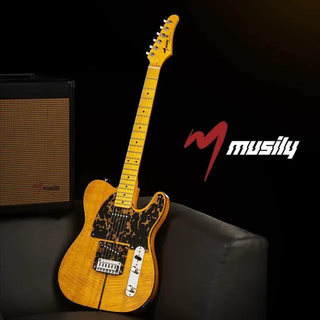 Alt view image 6 of 7 - MBT Solid Body Electric Guitar with Mahogany Body, Maple Fingerboard and Bone Nut, for Beginner to Professional Players, Right Handed, Natural Gloss Surface