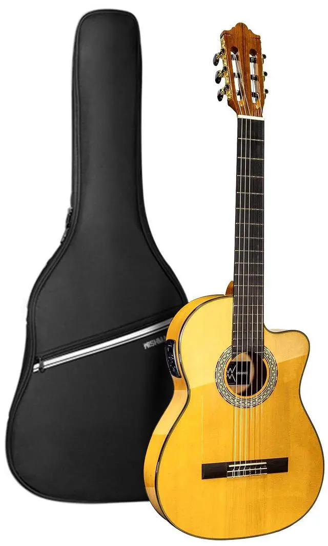 Main image of Flamenco Acoustic Electric Classical Nylon Guitar Beginner Adult | Spruce top, cypress back and sides, cutaway body with 2-band EQ pickup for amplified flamenco, includes padded gig bag