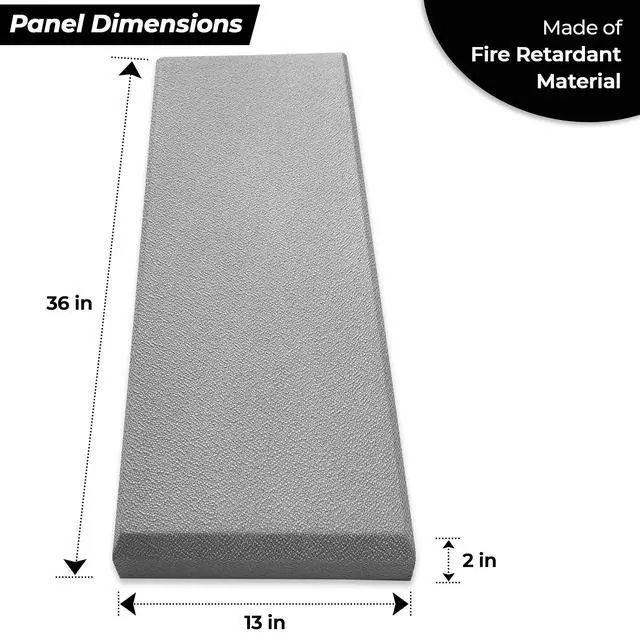 Alt view image 3 of 7 - Acoustic Panel Gray | Fiberglass 2-pack | Professional sound absorbing Panel | Decorative sound proof panel | acoustic wall panel (36x13x2 in) - Gray