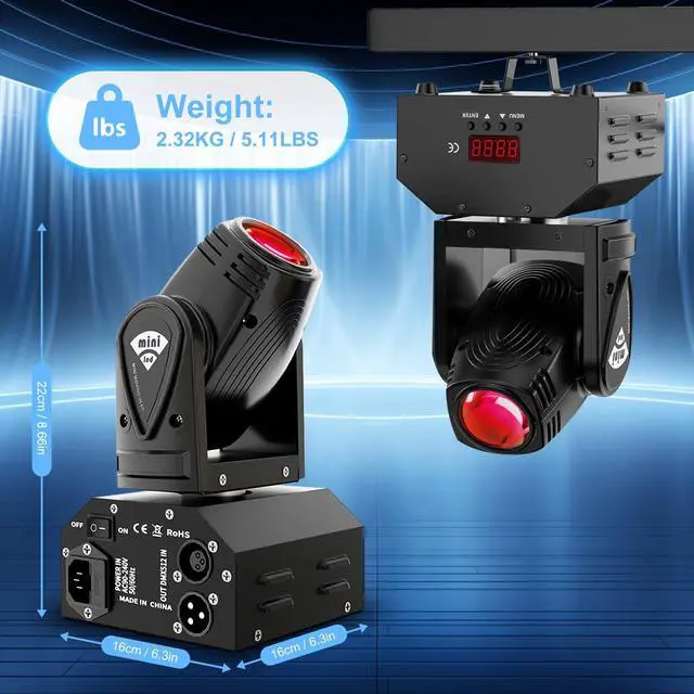 Alt view image 5 of 7 - Moving Head Mini LED 10W RGBW 4in1 Beam Effect Stage Lights 2 Pack | Professional 11/13 DMX Channels Sound Activated DJ Lights for Disco Club Party Dance Wedding