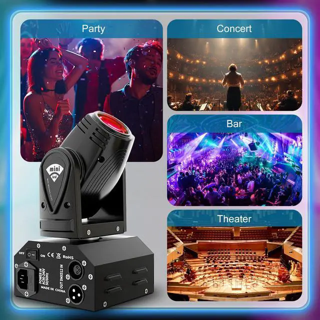 Alt view image 7 of 7 - Moving Head Mini LED 10W RGBW 4in1 Beam Effect Stage Lights 2 Pack | Professional 11/13 DMX Channels Sound Activated DJ Lights for Disco Club Party Dance Wedding