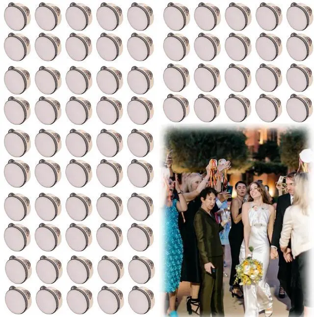 Main image of 4 Inch Wedding Tambourine Bulk Mini Drum Noise Makers for Guest Hand Held Tambourine Dance Floor Props Single Row Metal Jingle Percussion Gift Church Party (100PCS)